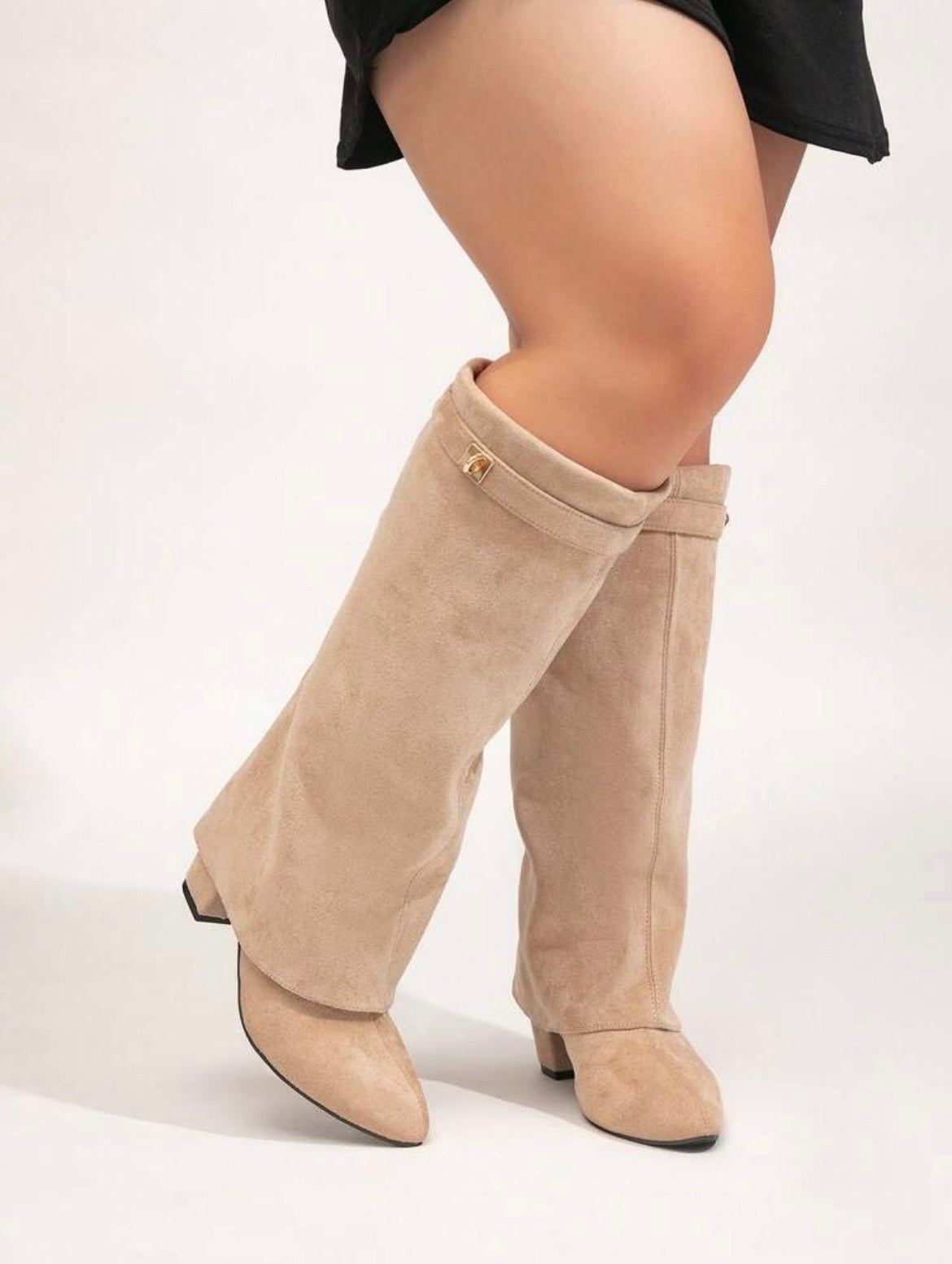 Chic Pointed Shark Mid-Calf Boots