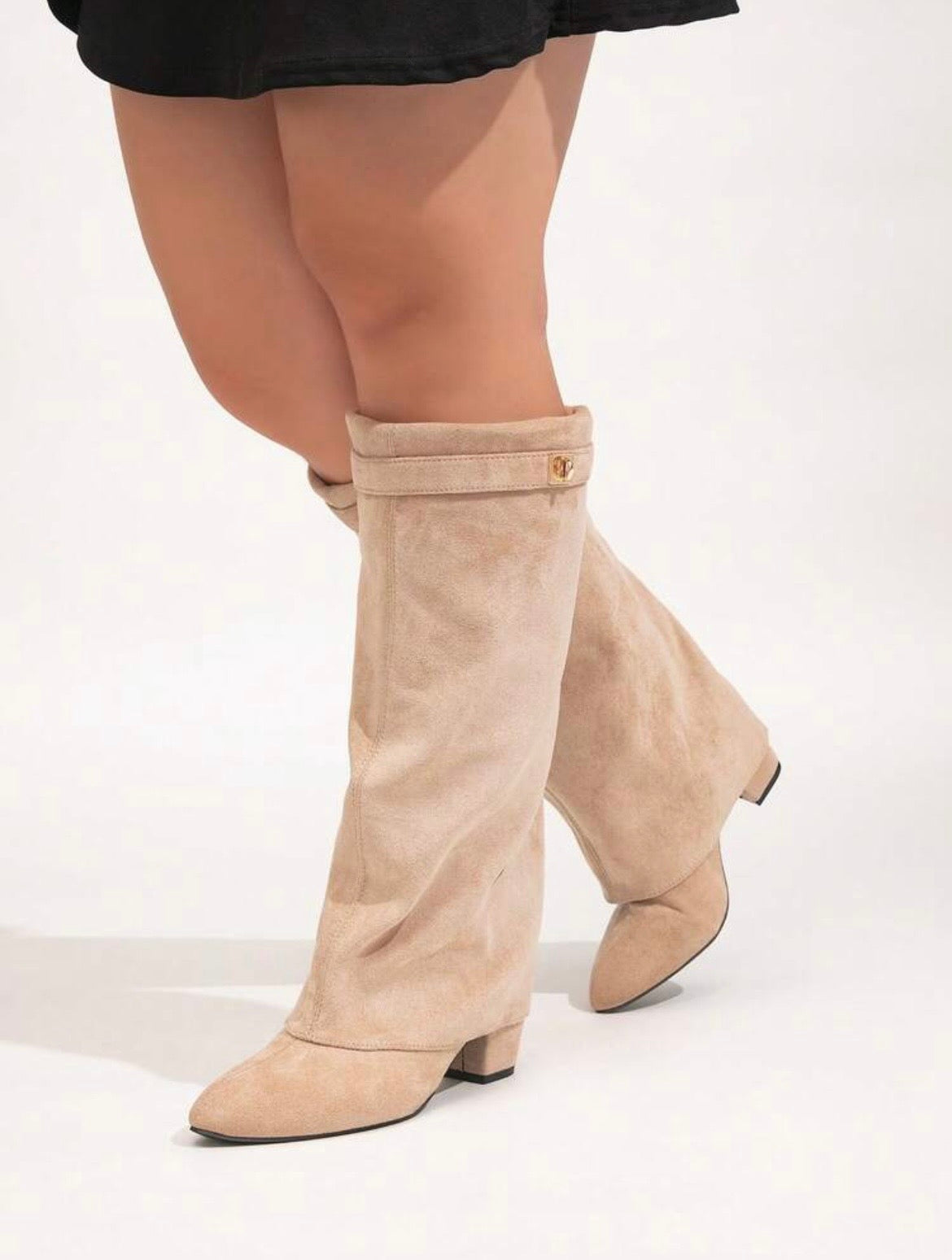 Chic Pointed Shark Mid-Calf Boots